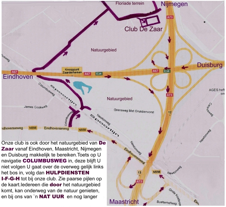 Alternatieve route via Eindhovense weg naar Parenclub De Zaar